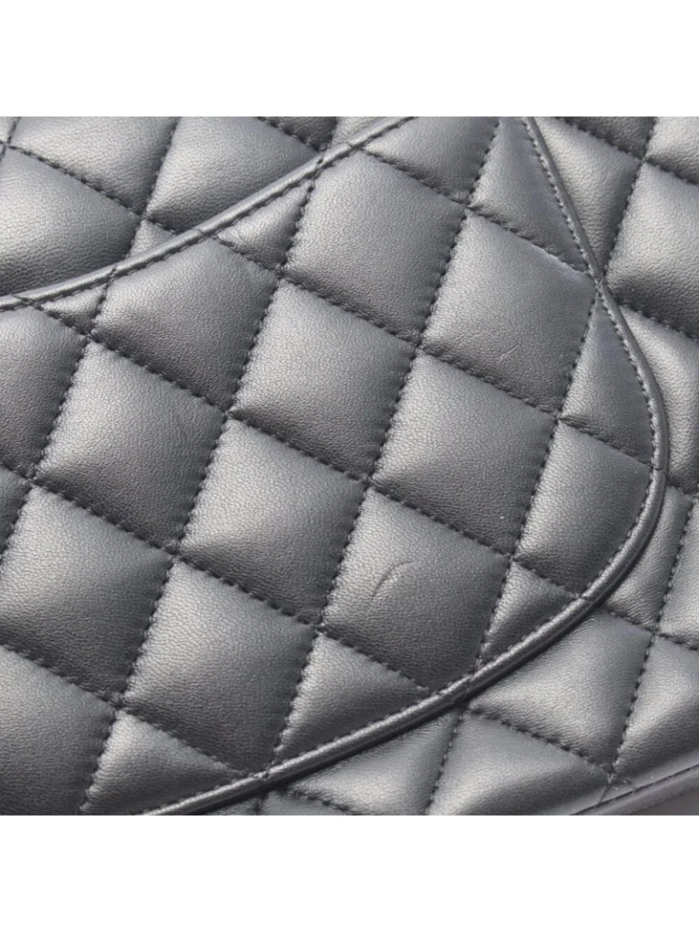 Chanel Shoulder Bag Quilted Double Flap Black Lambskin Chain